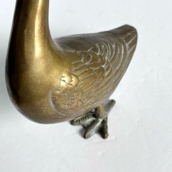 Brass Goose MCM Letter Holder 8.5" Duck Foul Paperweight Gold Patina - Picture 4 of 7